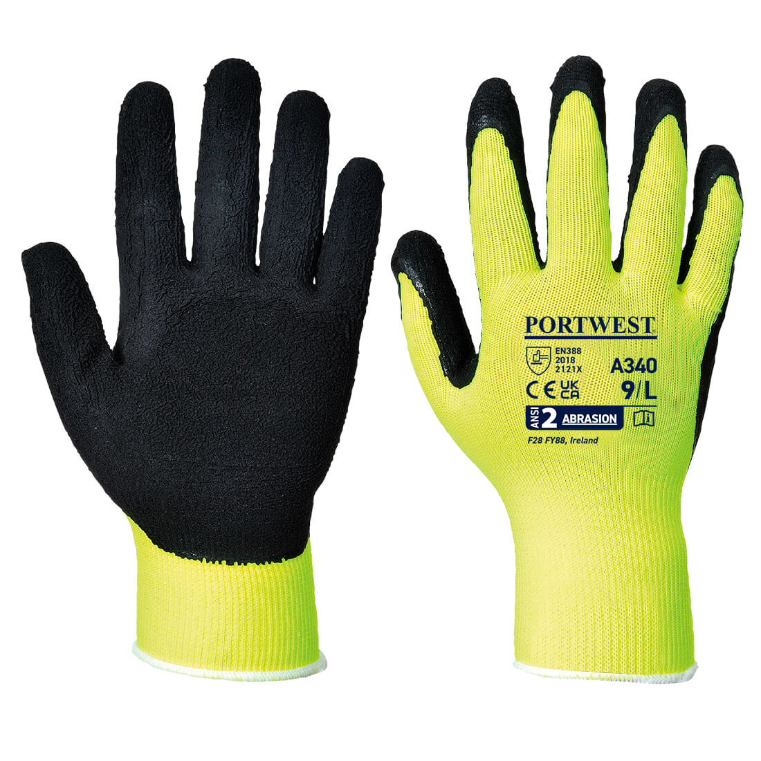 Hi-Vis Grip Glove - Latex - Yellow