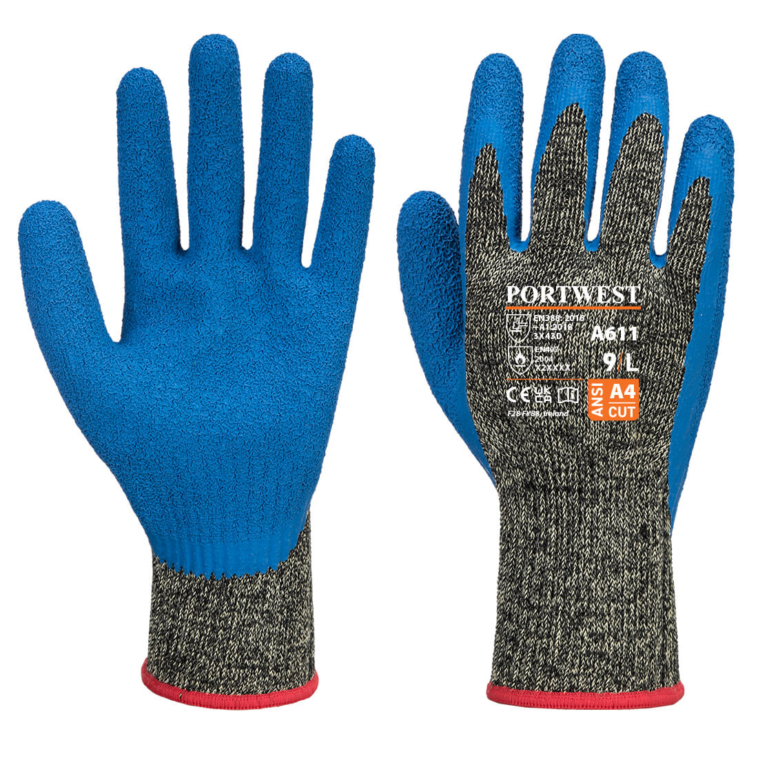 Aramid HR Cut Latex Glove - Black/Blue
