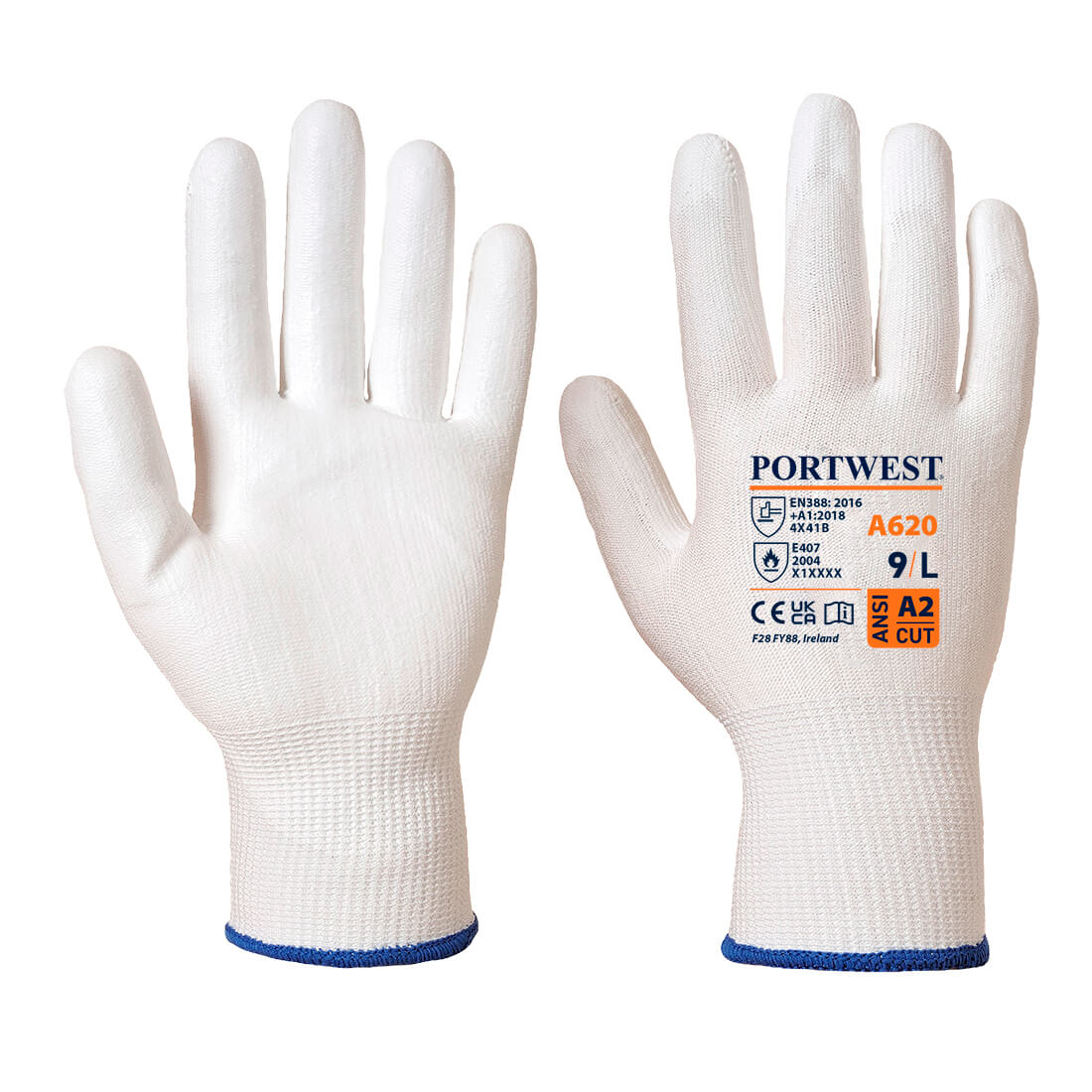 LR Cut PU Palm Glove - White
