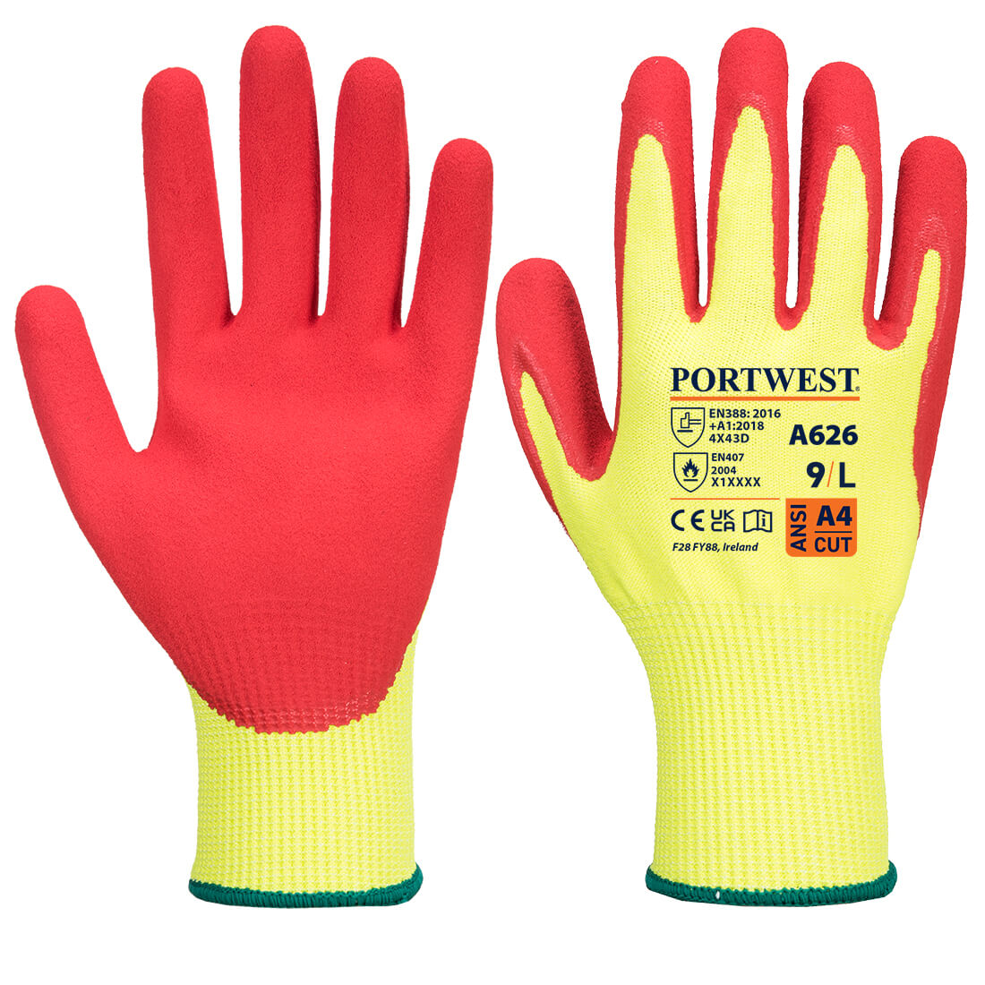 Vis-Tex HR Cut Glove - Nitrile - Yellow/Red
