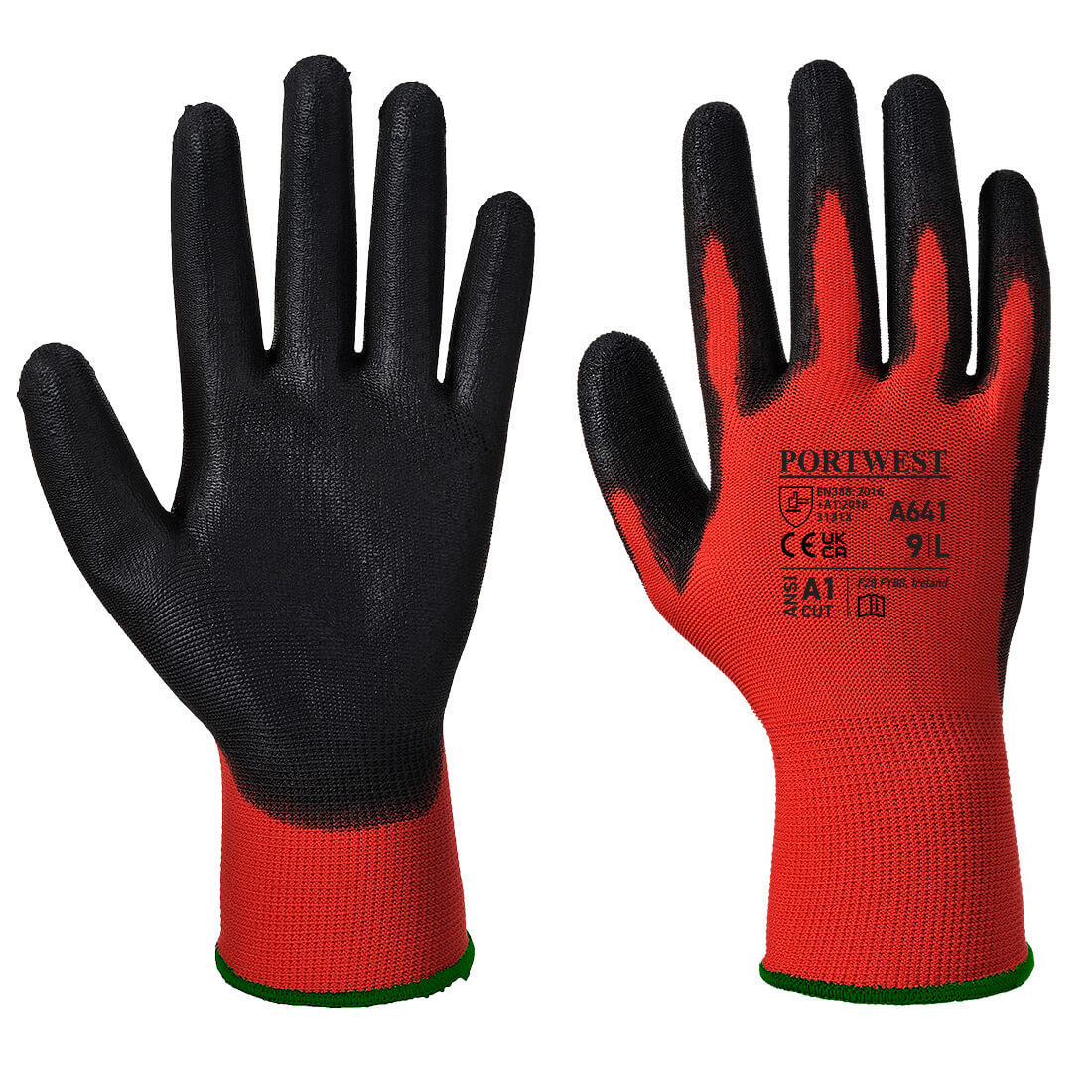 Red - PU Glove - Red/Black