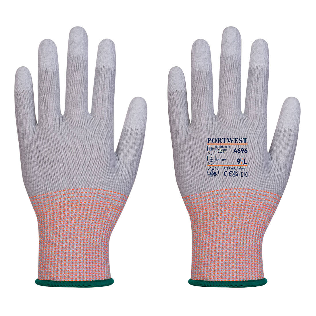 LR13 ESD PU Fingertip Cut Glove - 12 pack - Grey/White