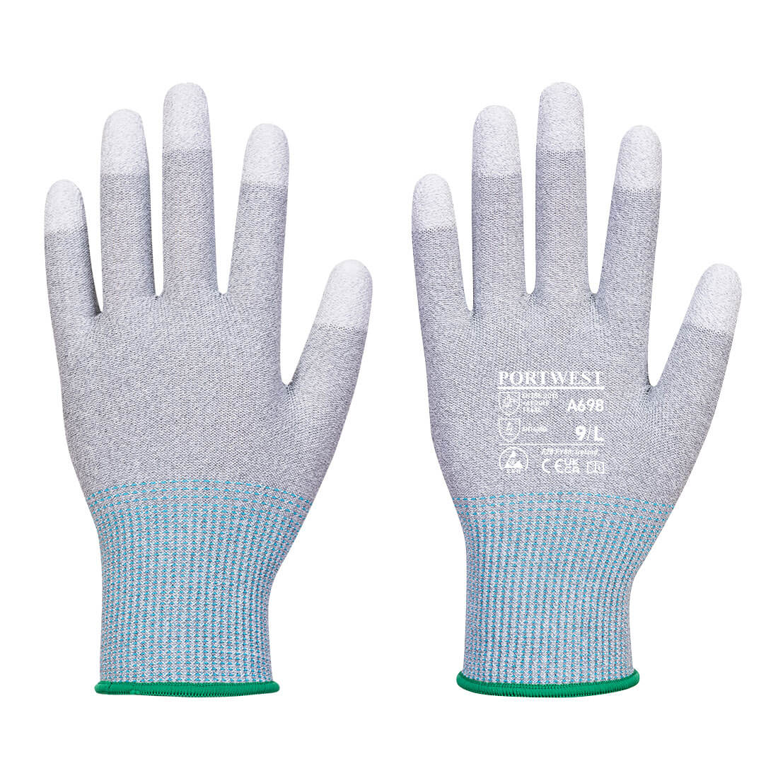 MR13 ESD PU Fingertip Glove - 12 Pack - Grey/White