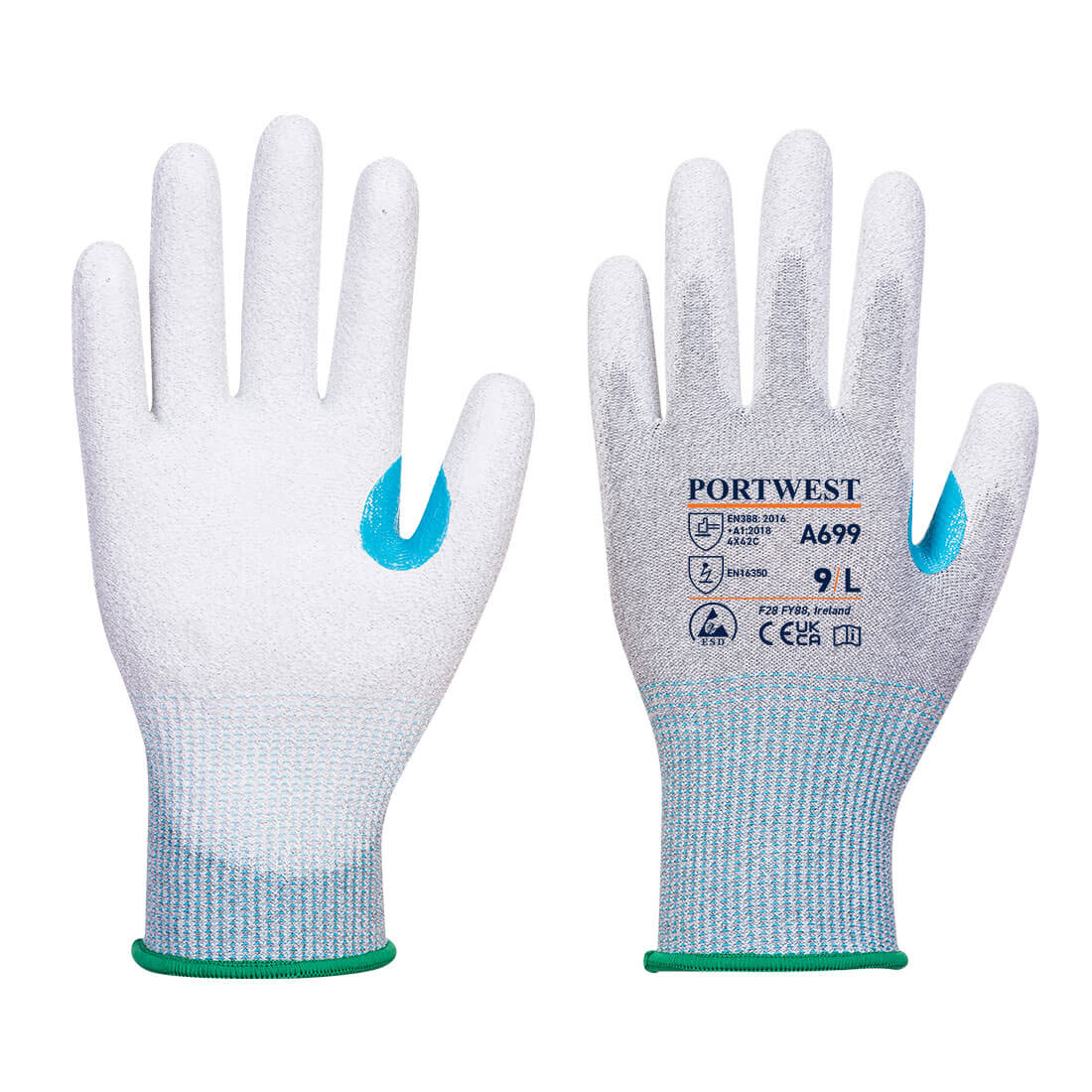 MR13 ESD PU Palm Glove - 12 pack - Grey/White