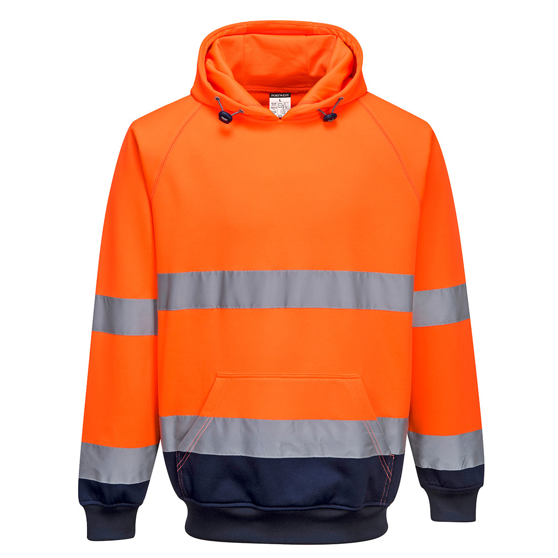 Two-Tone Hooded Sweatshirt - Orange/Navy