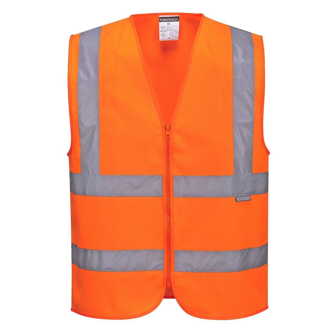 Hi-Vis Zipped Band & Brace Vest - Orange