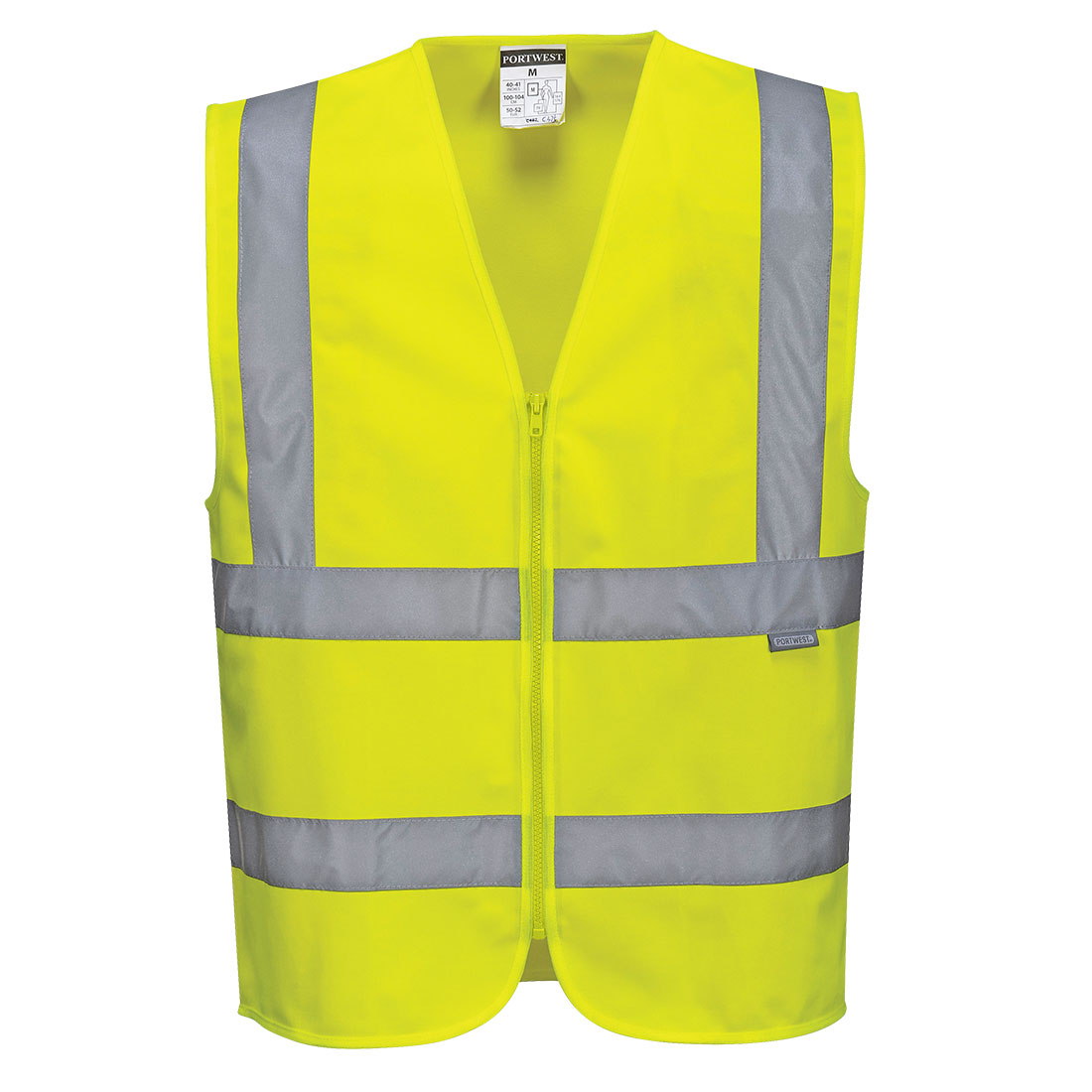 Hi-Vis Zipped Band & Brace Vest - Yellow