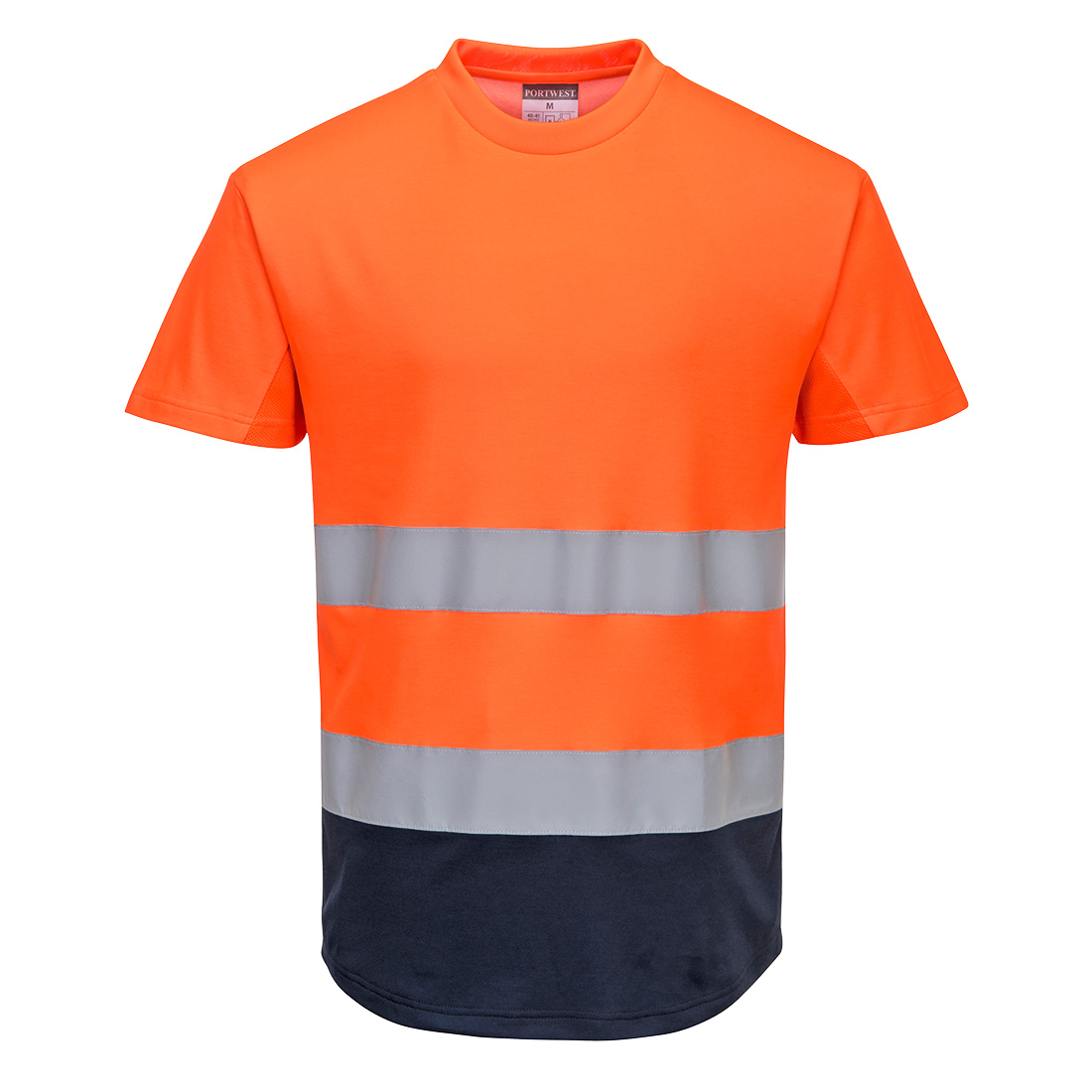 Two-Tone Mesh T-Shirt - Orange/Navy