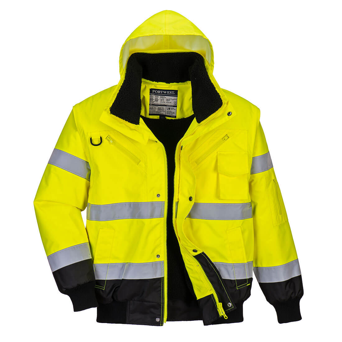Hi-Vis Contrast Bomber Jacket - Yellow/Black