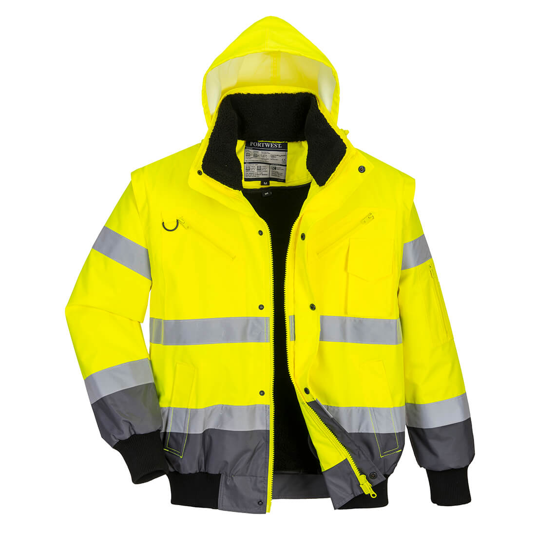 Hi-Vis Contrast Bomber Jacket - Yellow/Grey