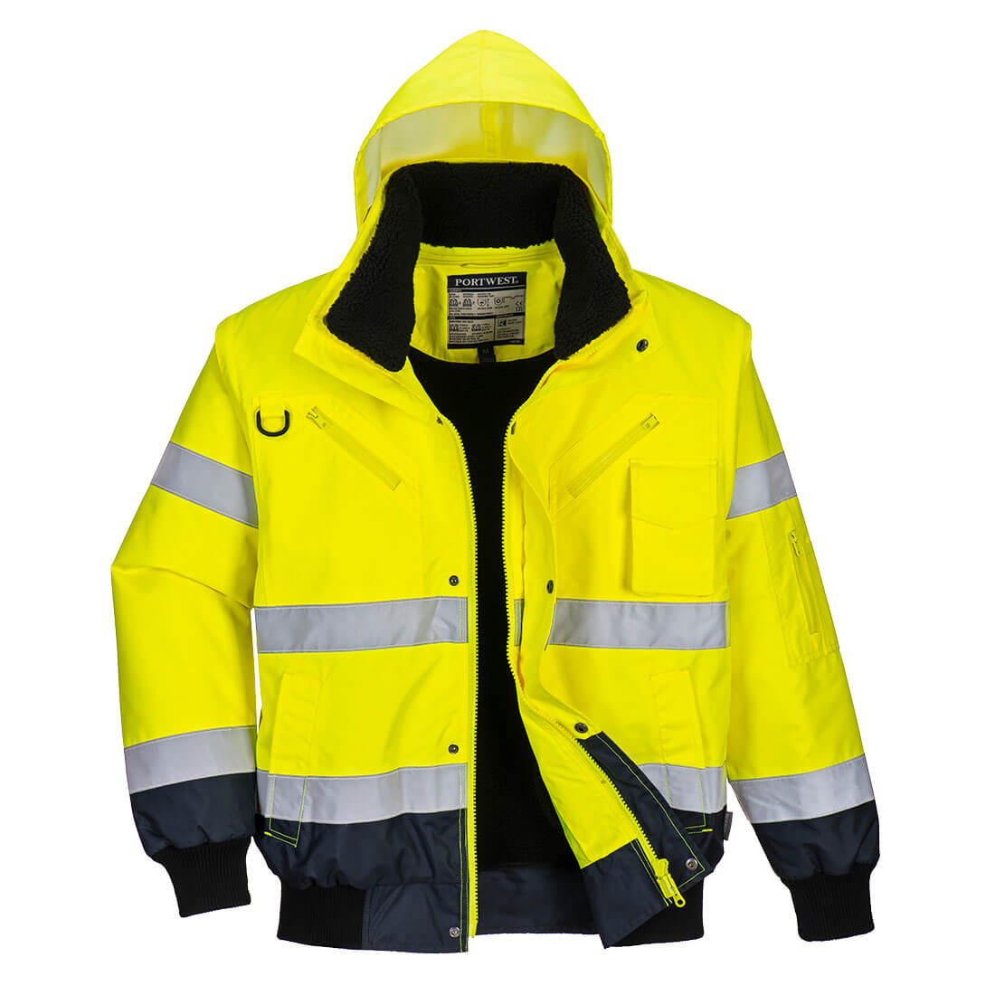 Hi-Vis Contrast Bomber Jacket - Yellow/Navy