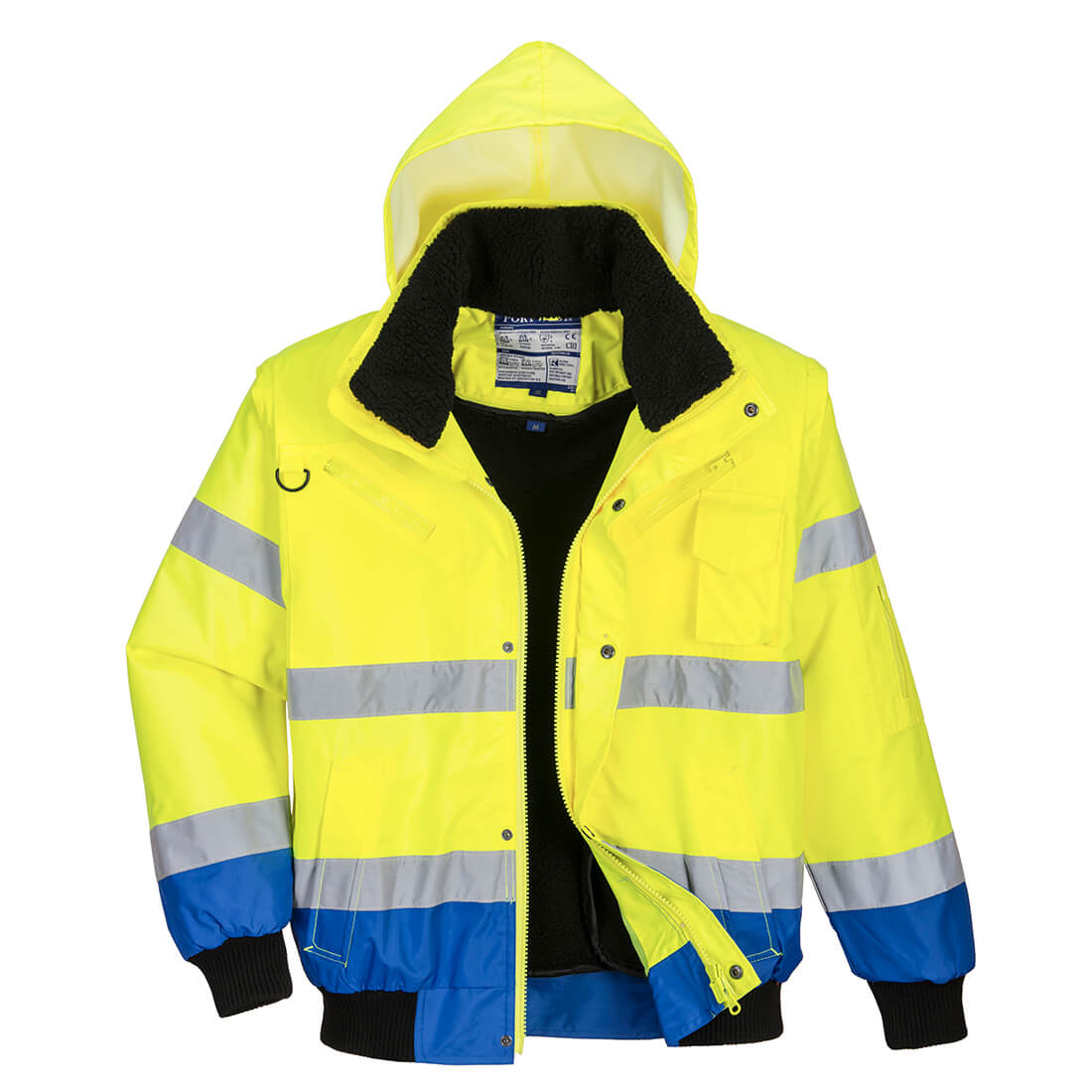 Hi-Vis Contrast Bomber Jacket - Yellow/Royal