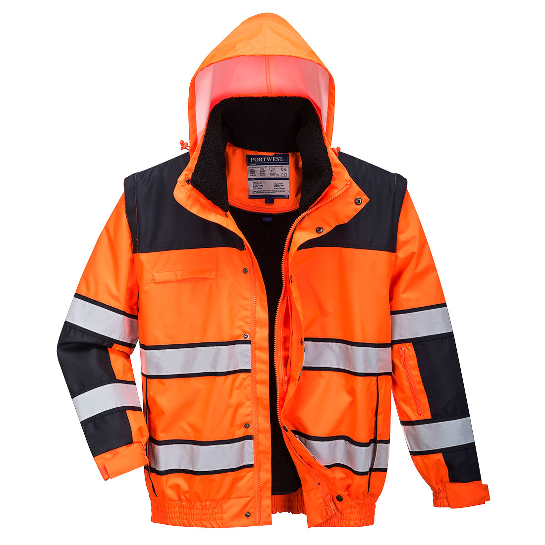 Hi-Vis Classic Bomber Jacket - Orange/Black