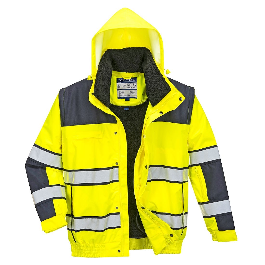 Hi-Vis Classic Bomber Jacket - Yellow/Navy