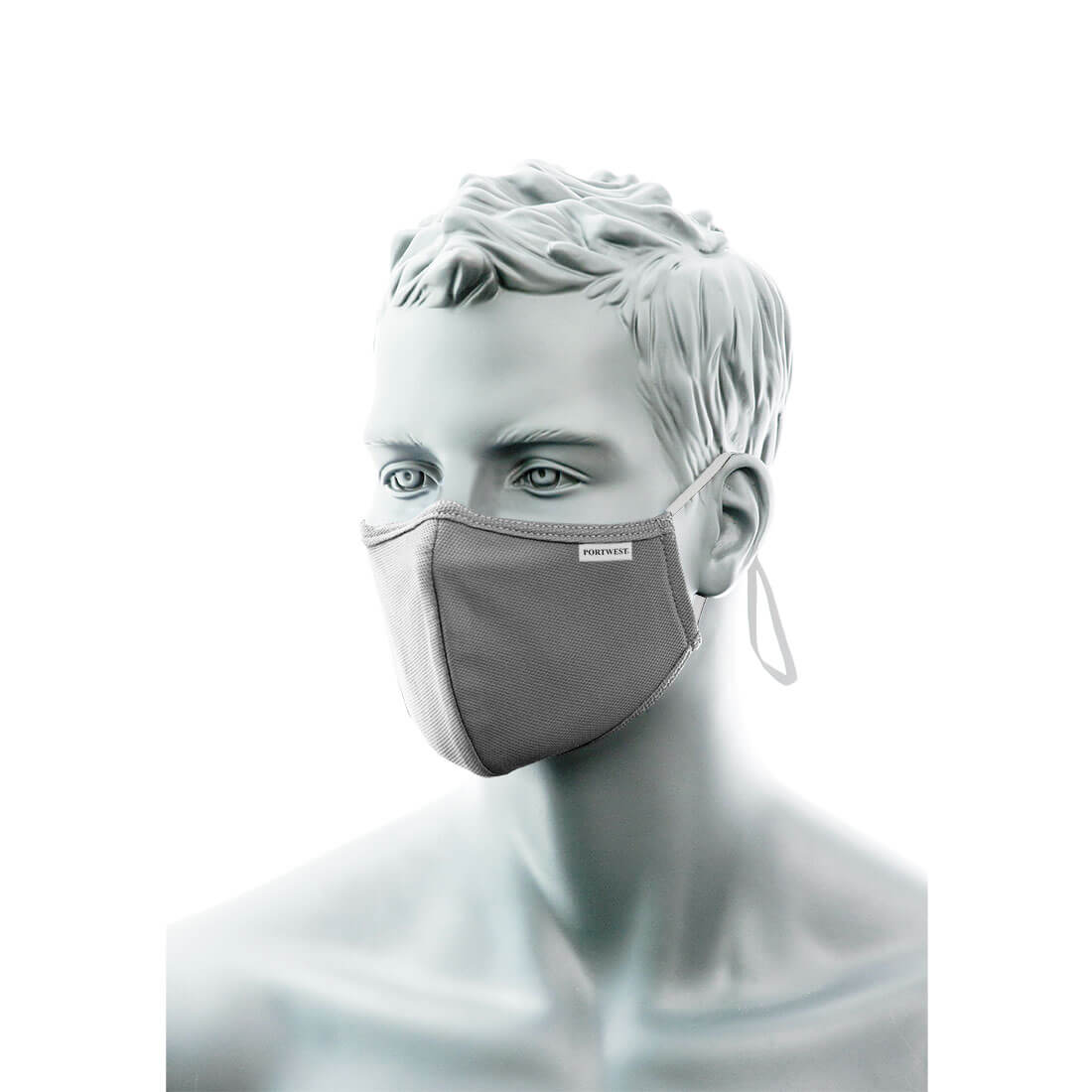3-Ply Anti-Microbial Fabric Face Mask with Nose Band (Pk25) - Heather Grey