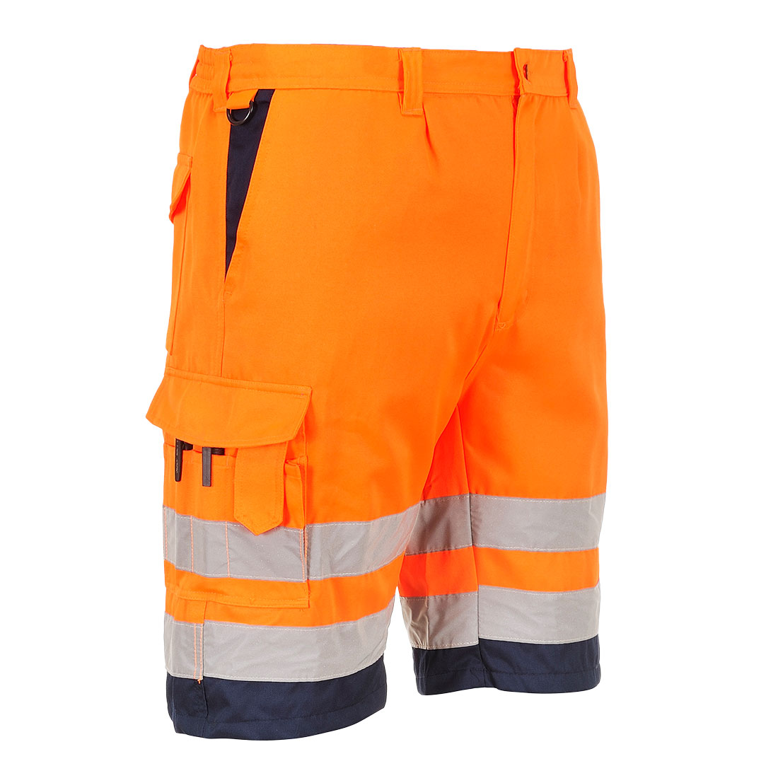 Hi-Vis Poly-cotton Shorts - Orange/Navy