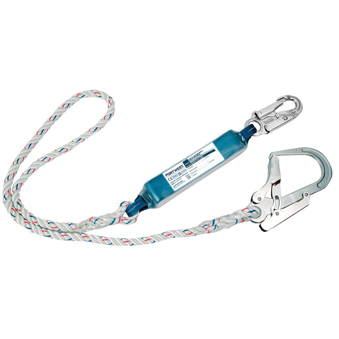 Single 1.8m Lanyard With Shock Absorber - White