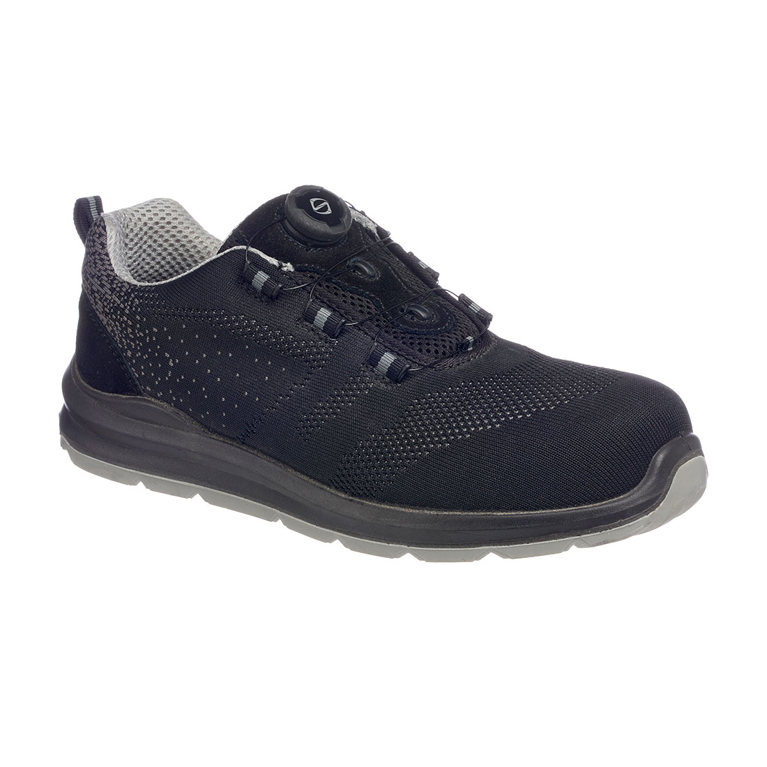 Portwest Compositelite Wire Lace Safety Trainer Knit S1P - Black/Grey