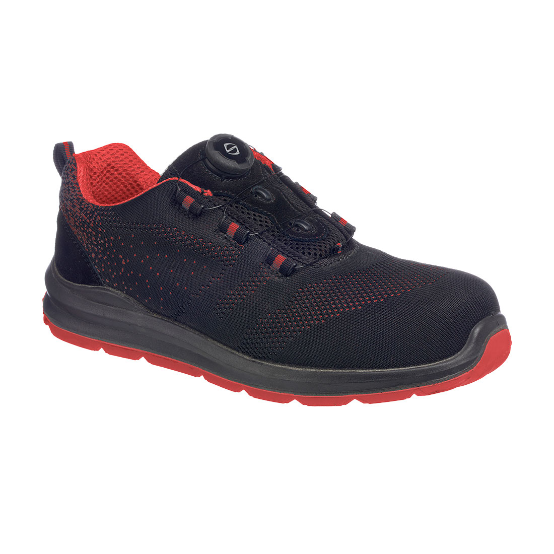 Portwest Compositelite Wire Lace Safety Trainer Knit S1P - Black/Red
