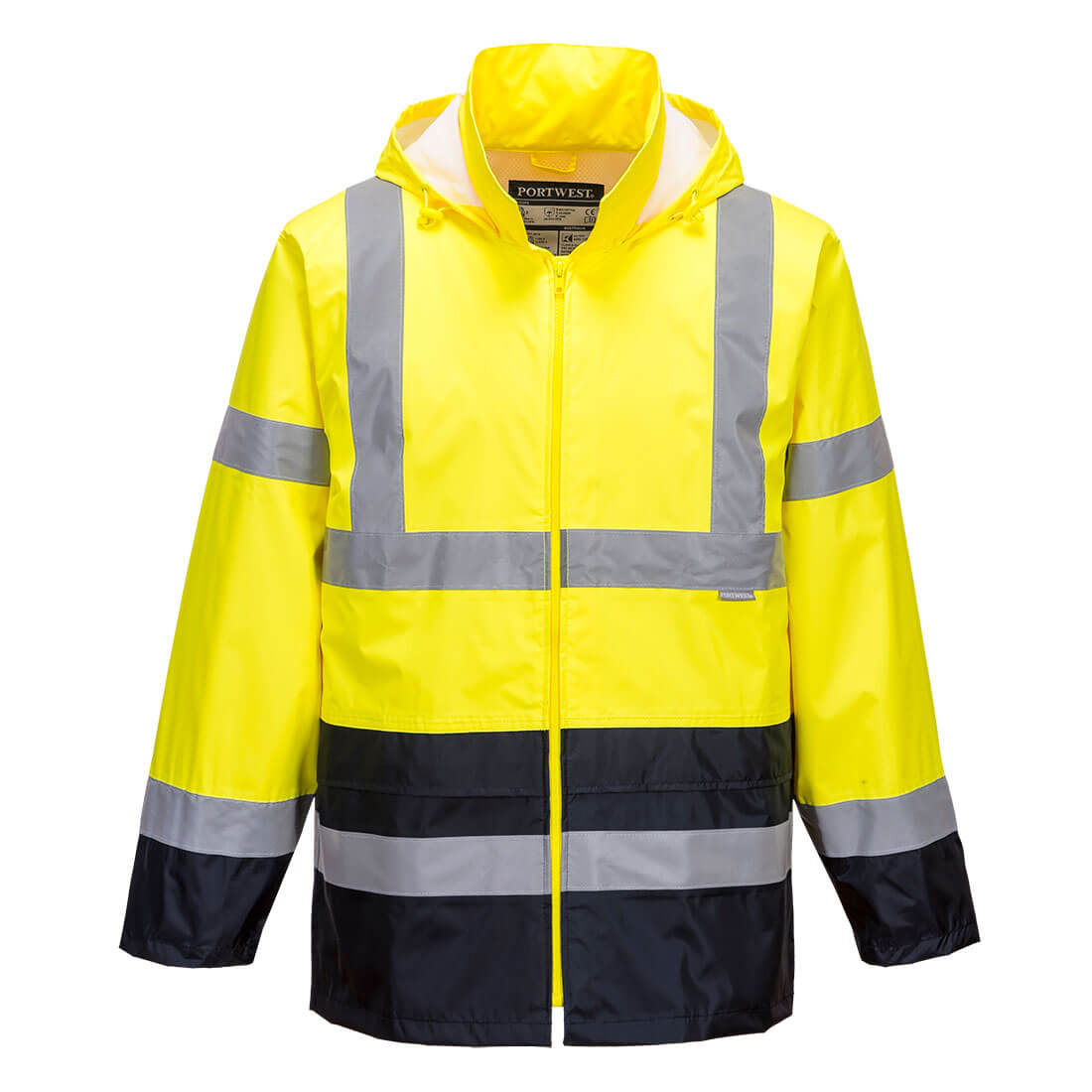 Hi-Vis Classic Contrast Rain Jacket - Yellow/Navy
