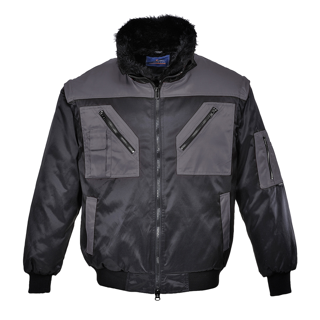 Two Tone Pilot Jacket - Black/Grey