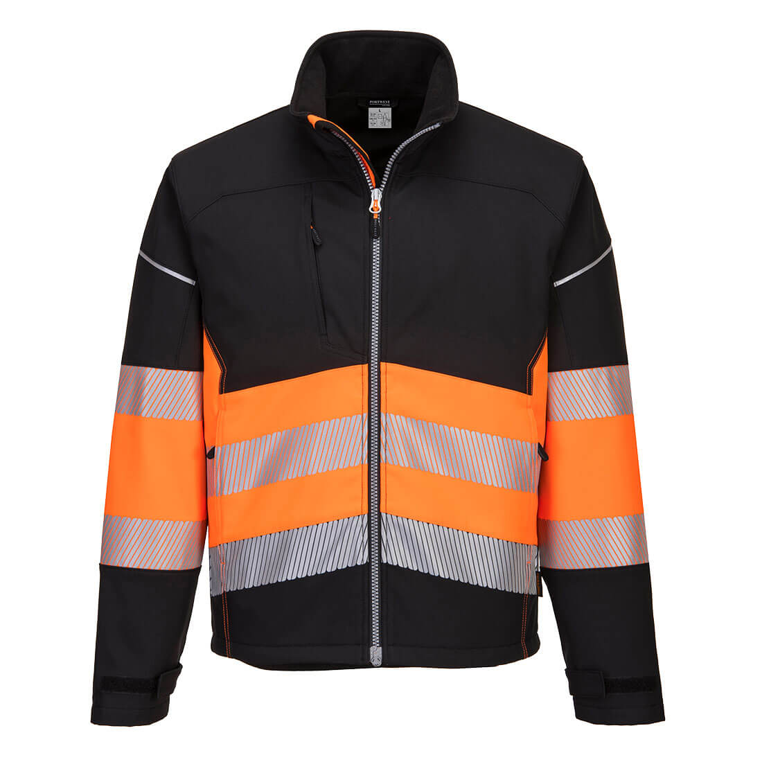 PW3 Hi-Vis Class 1 Softshell Jacket (3L) - Black/Orange