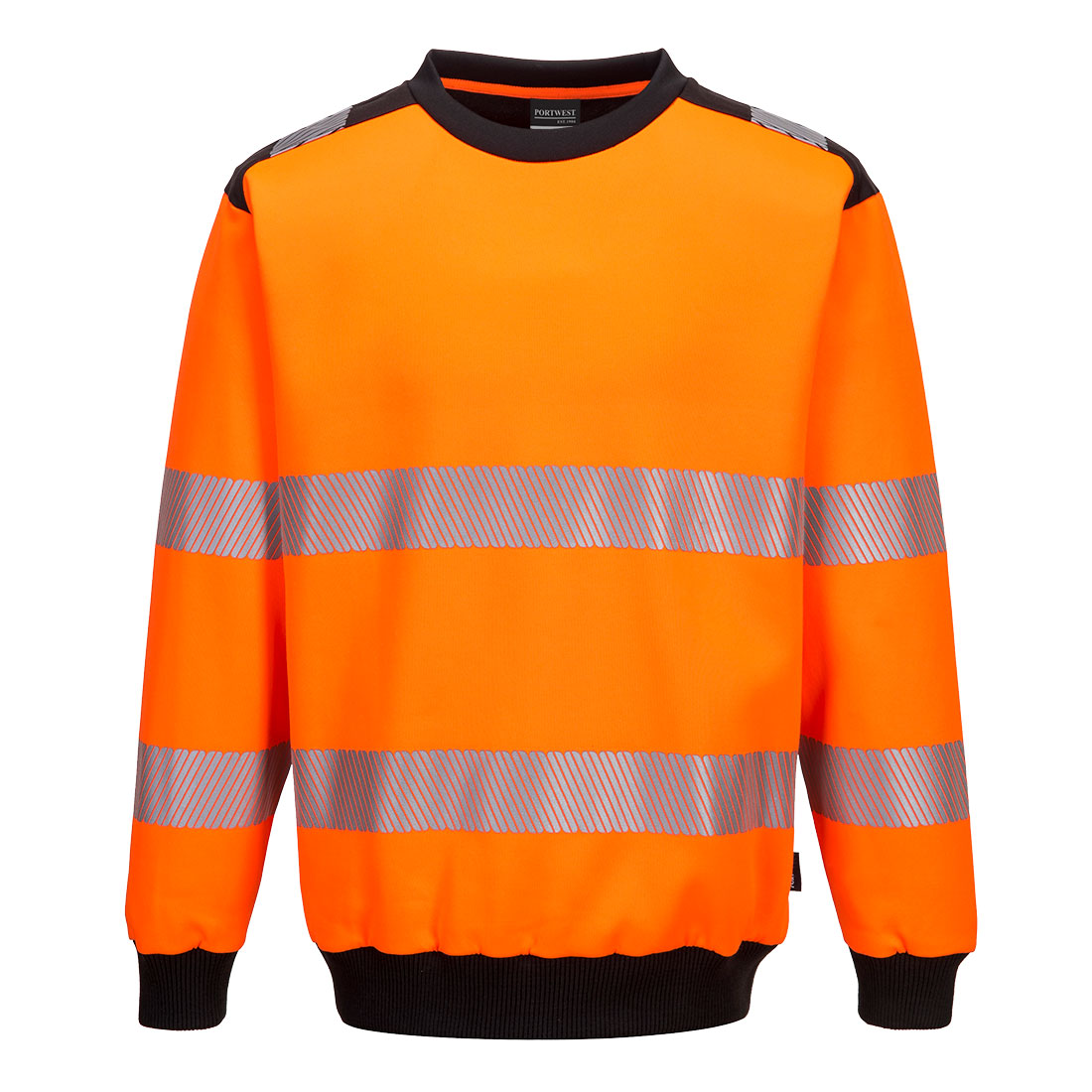 PW3 Hi-Vis Crew Neck Sweatshirt - Orange/Black