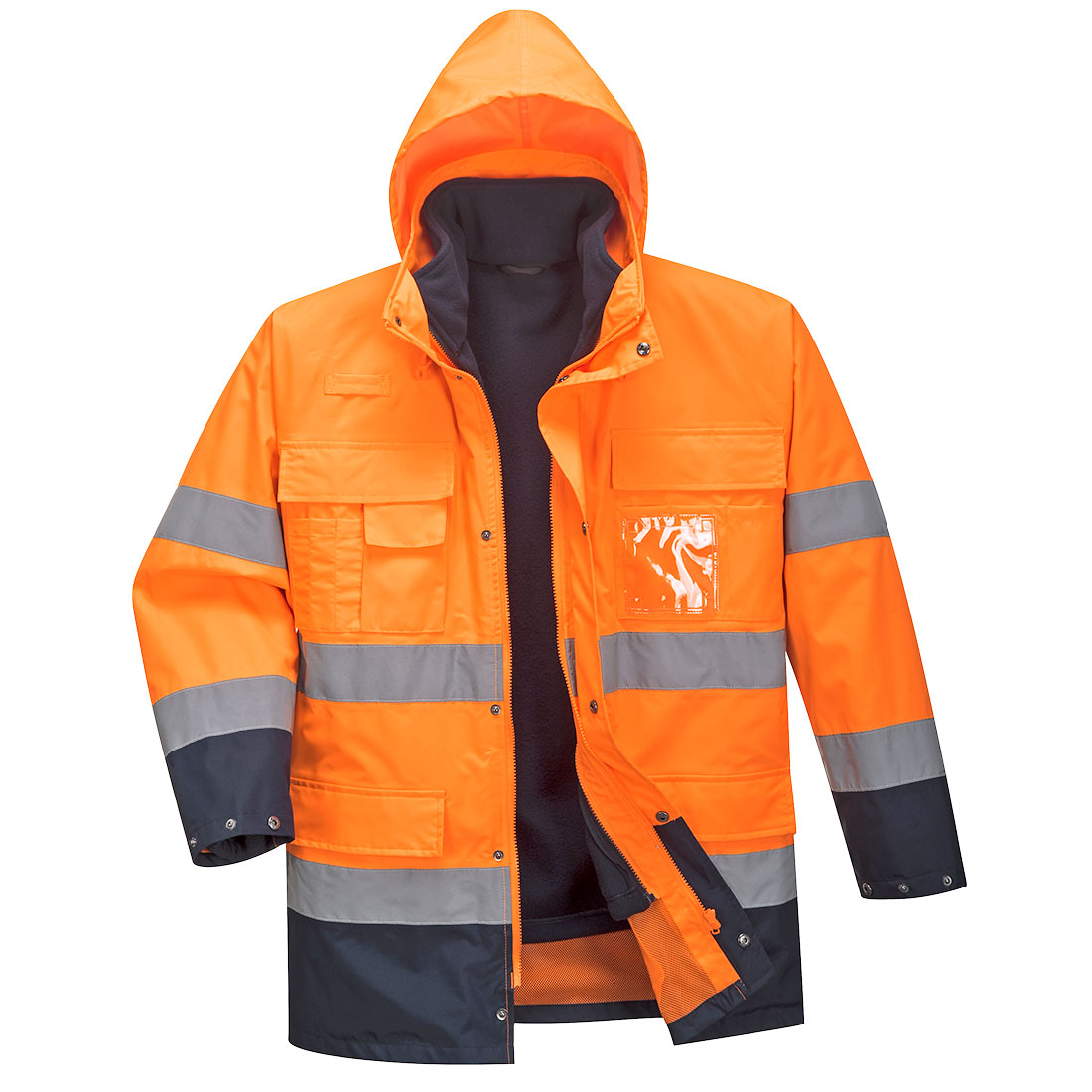 Hi-Vis Lite 3 in 1 Jacket - Orange/Navy