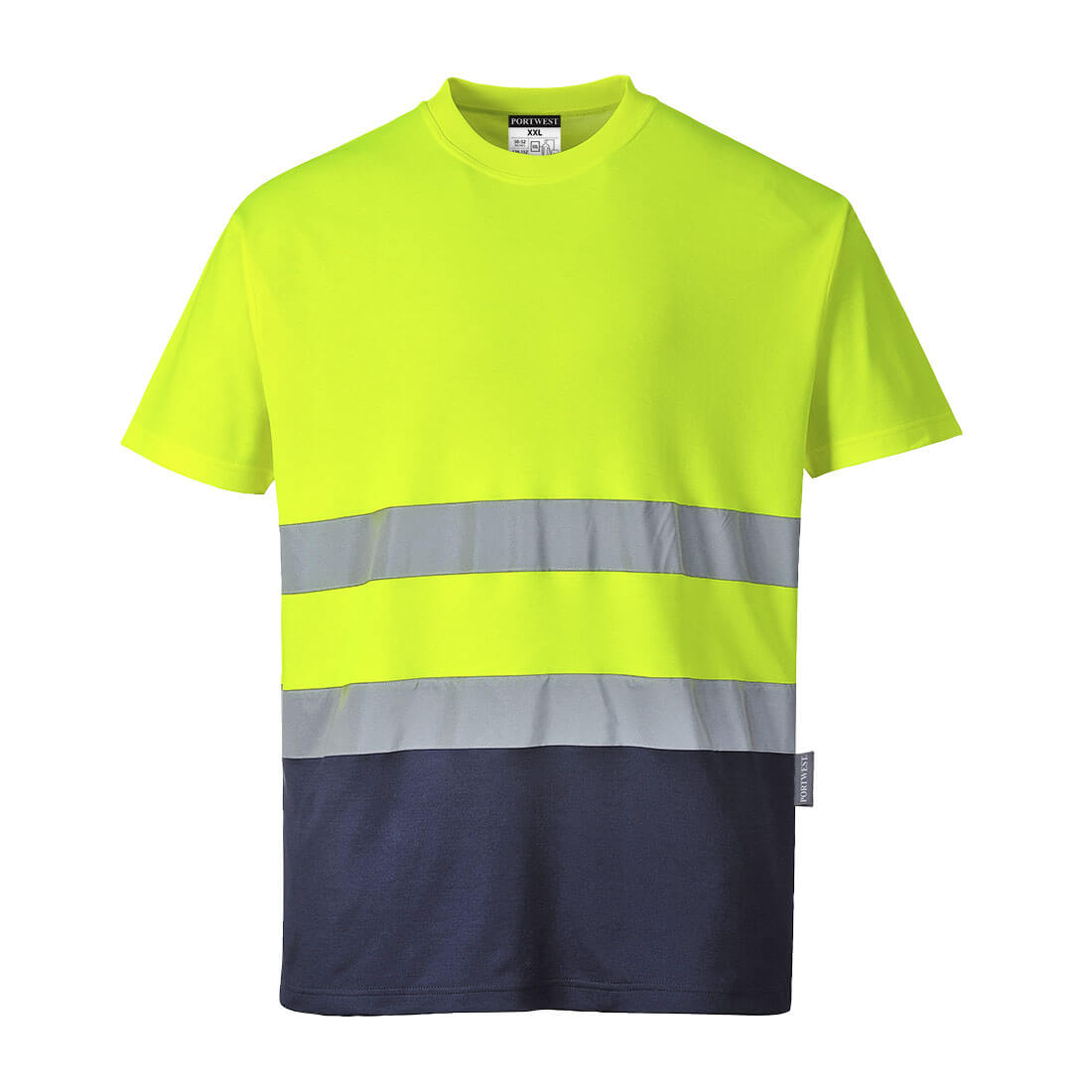 Two Tone Cotton Comfort T-Shirt - Yellow/Navy