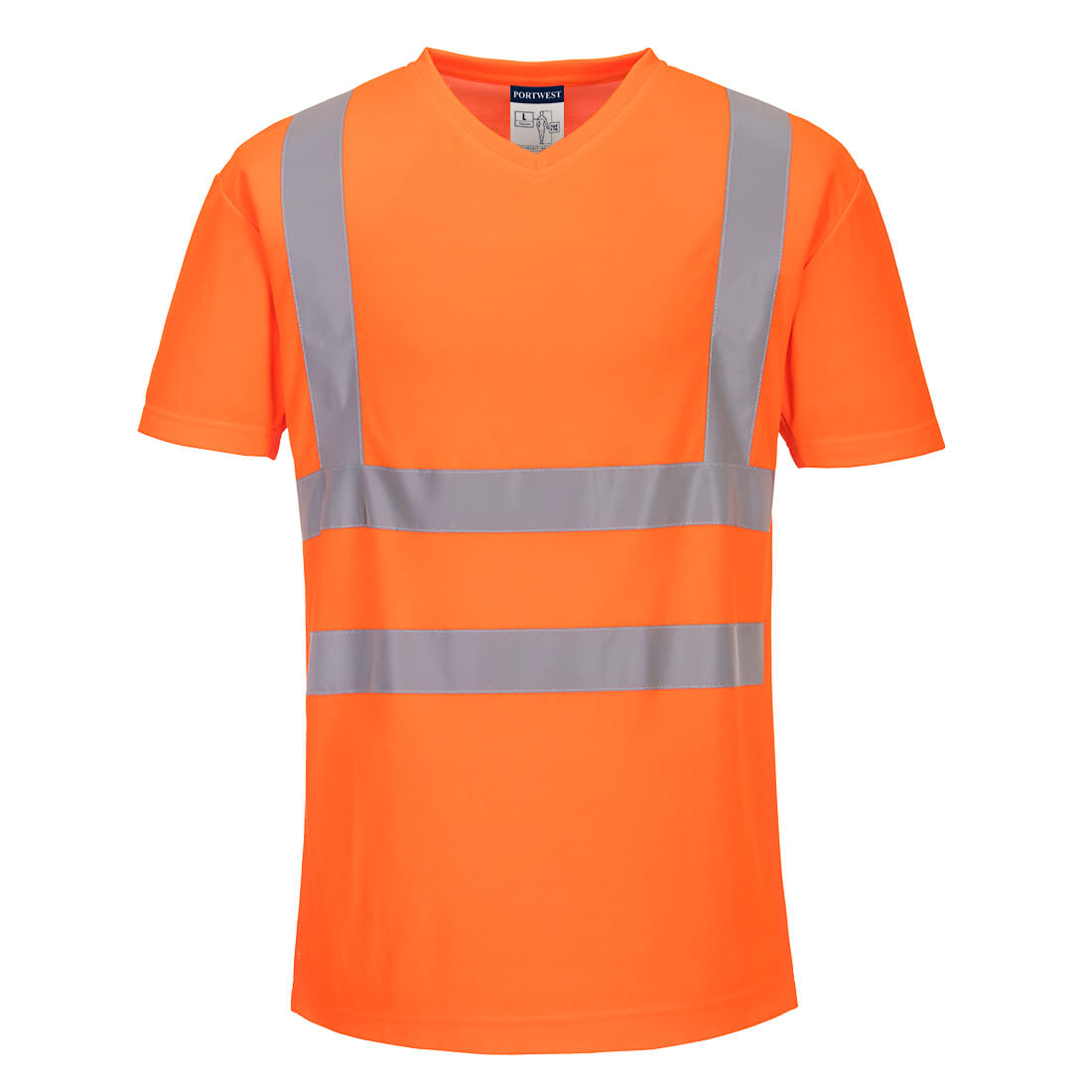 V-Neck Mesh Inserts T-Shirt - Orange