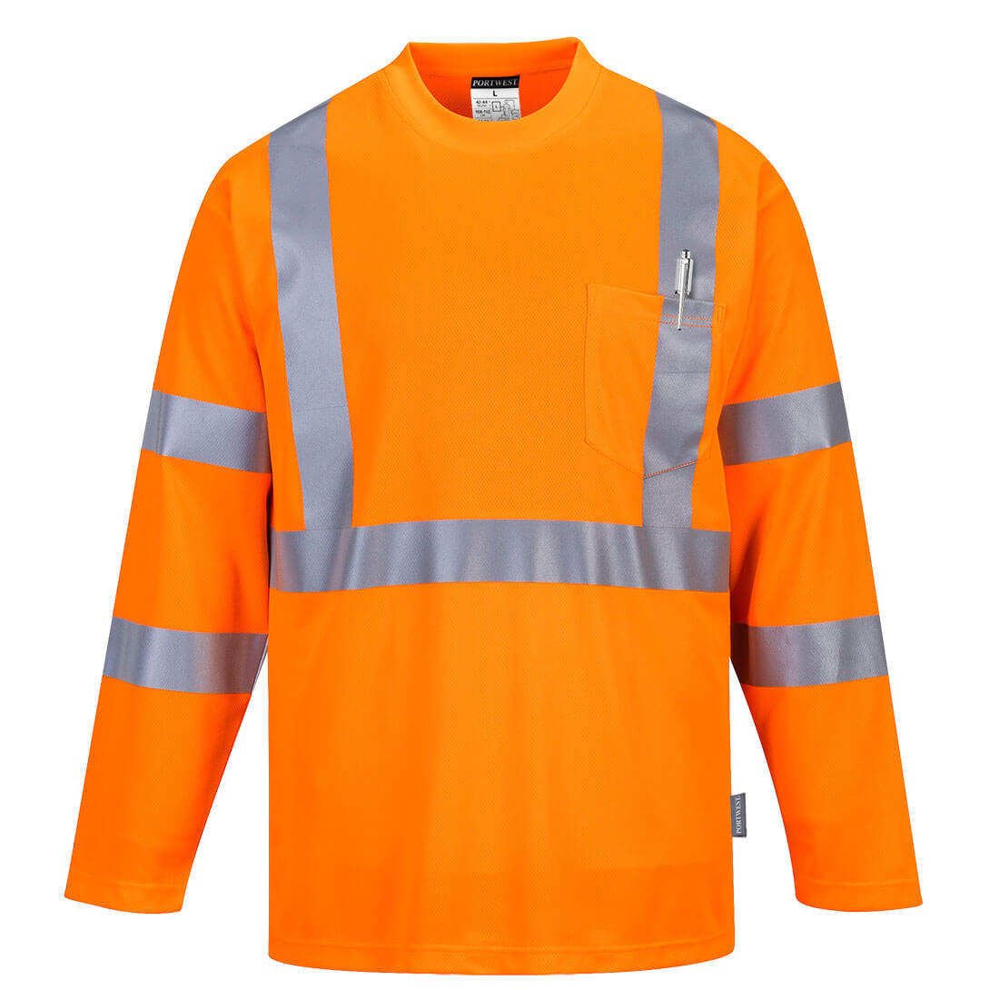 Hi-Vis Long Sleeve Pocket T-Shirt  - Orange