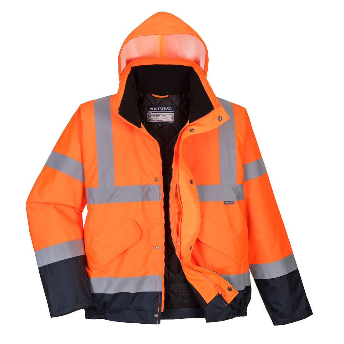 Hi-Vis Two Tone Bomber Jacket - Orange/Navy