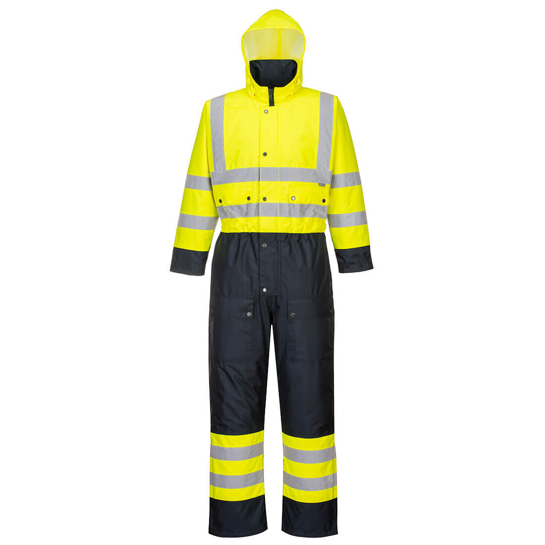 Hi-Vis Contrast Coverall - Lined - Yellow/Navy