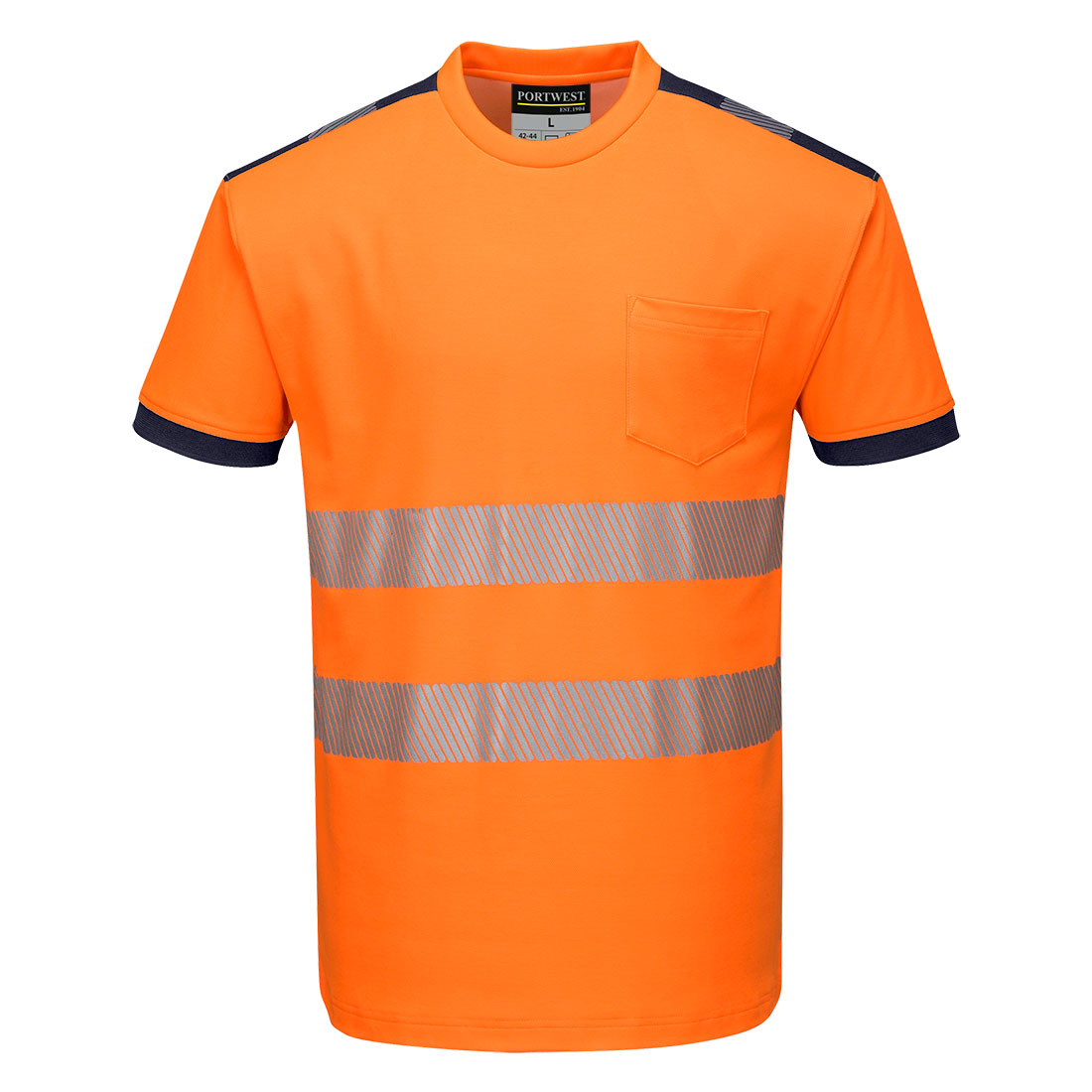 PW3 Hi-Vis T-Shirt S/S - Orange/Navy