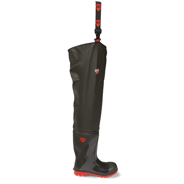 Stream II Reinforced S5 Thigh Wader - Black/Red