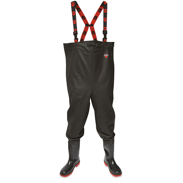 River II Reinforced S5 Chest Wader - Black/Red