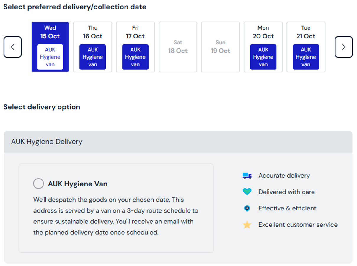 AUK Hygiene own van delivery options for new routes